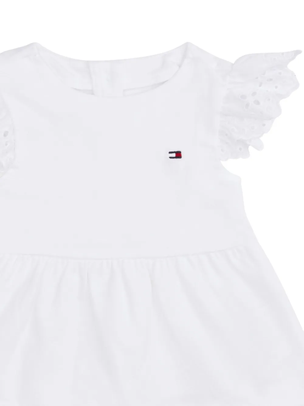 Tommy Hilfiger Junior Jurk met broderie anglaise Wit