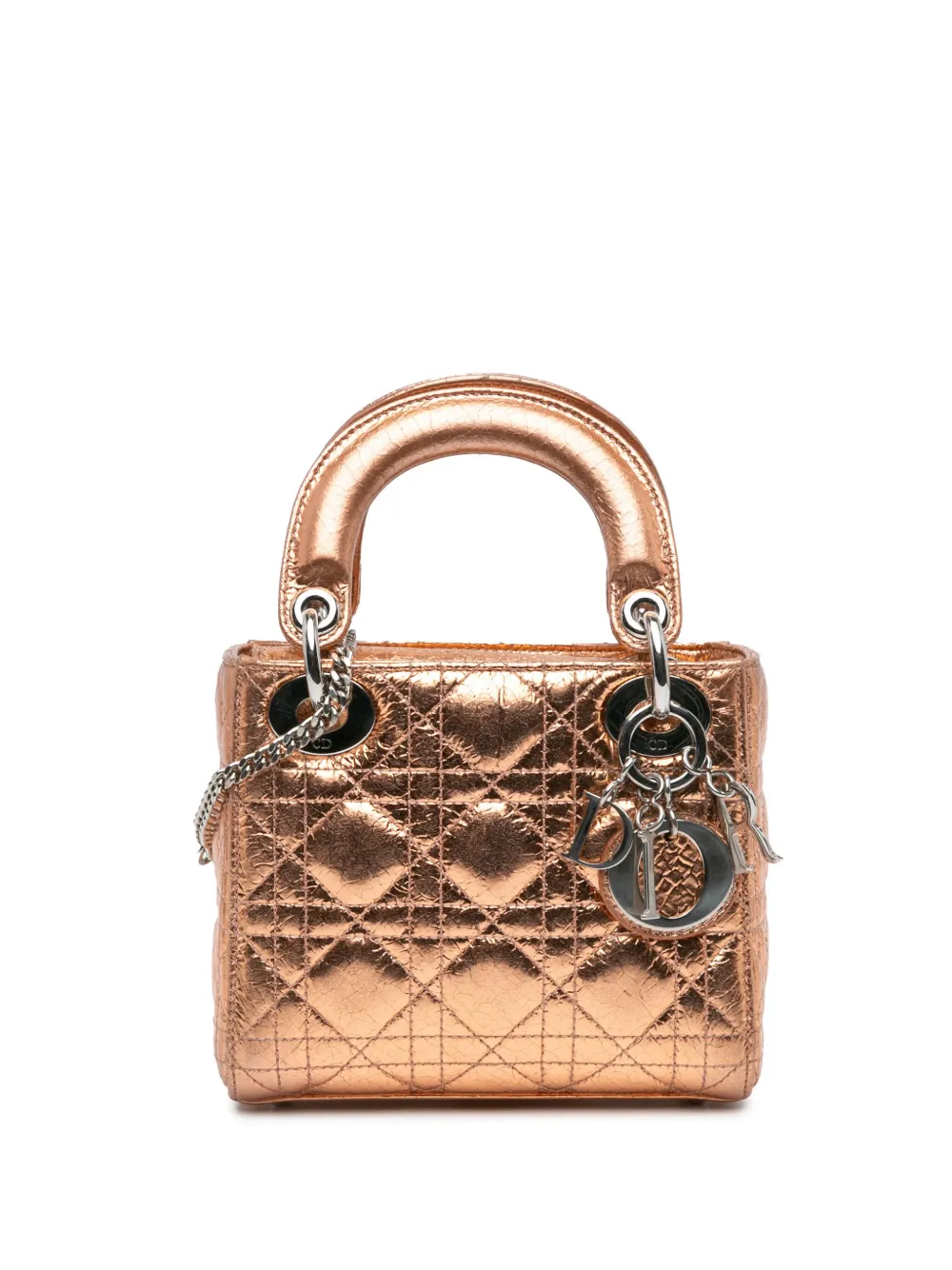 2016 Mini Metallic Calfskin Cannage Lady Dior satchel