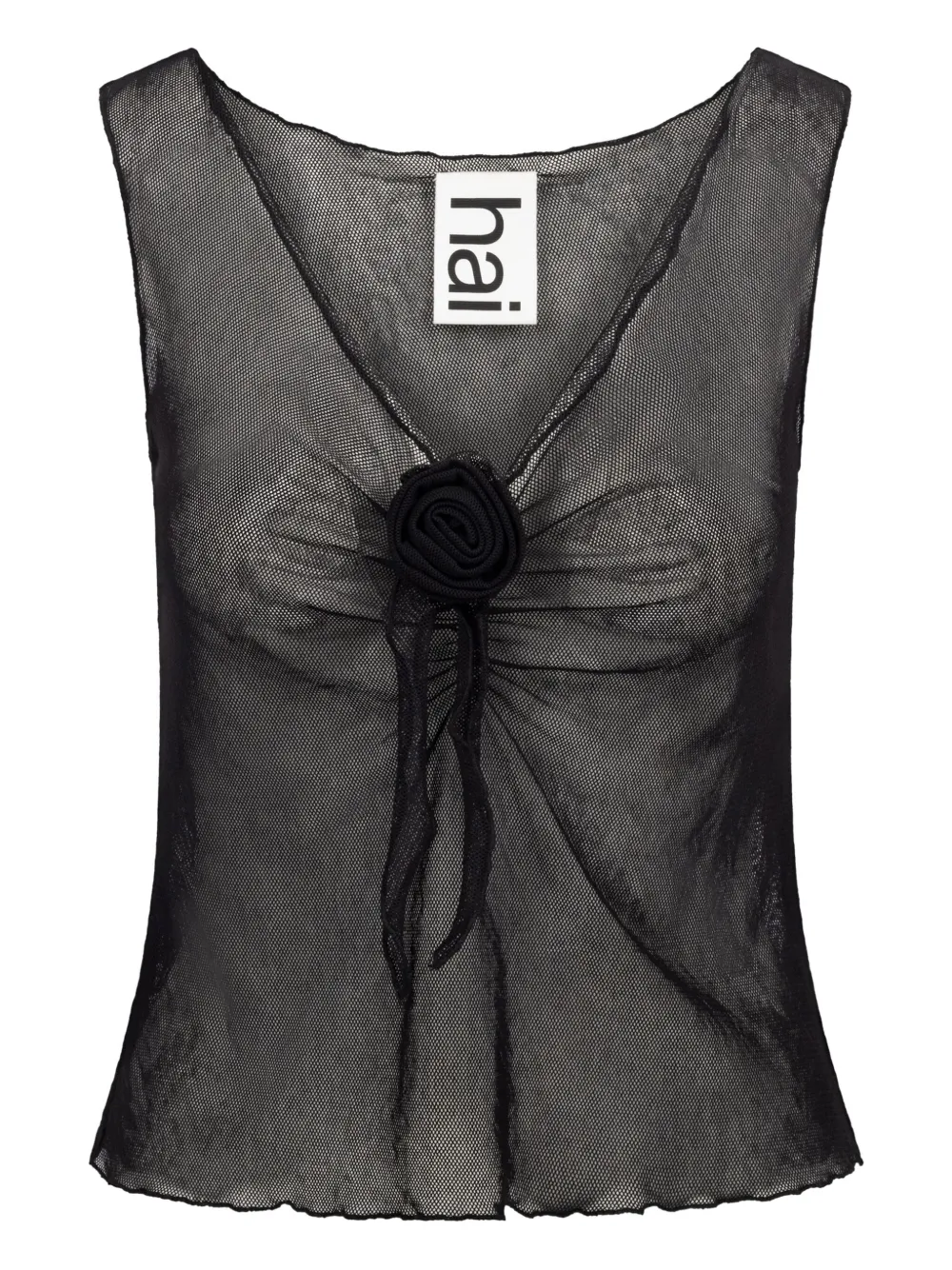 Hai Gigi rose-embellished V-neck top | Black | Image 1