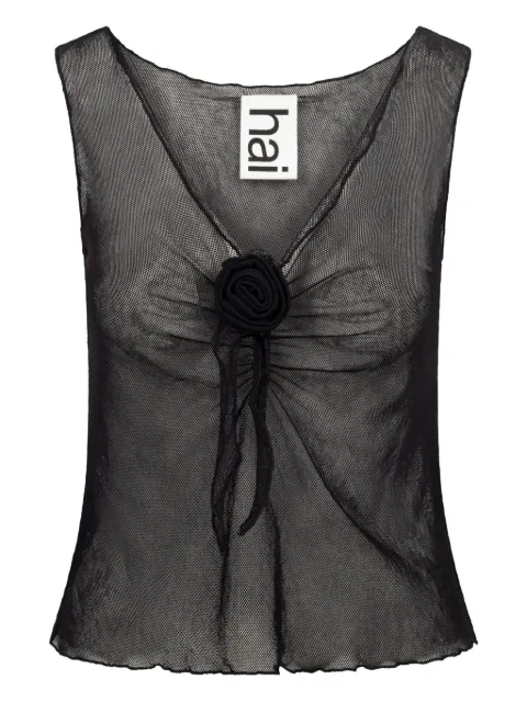 Hai Gigi rose-embellished V-neck top