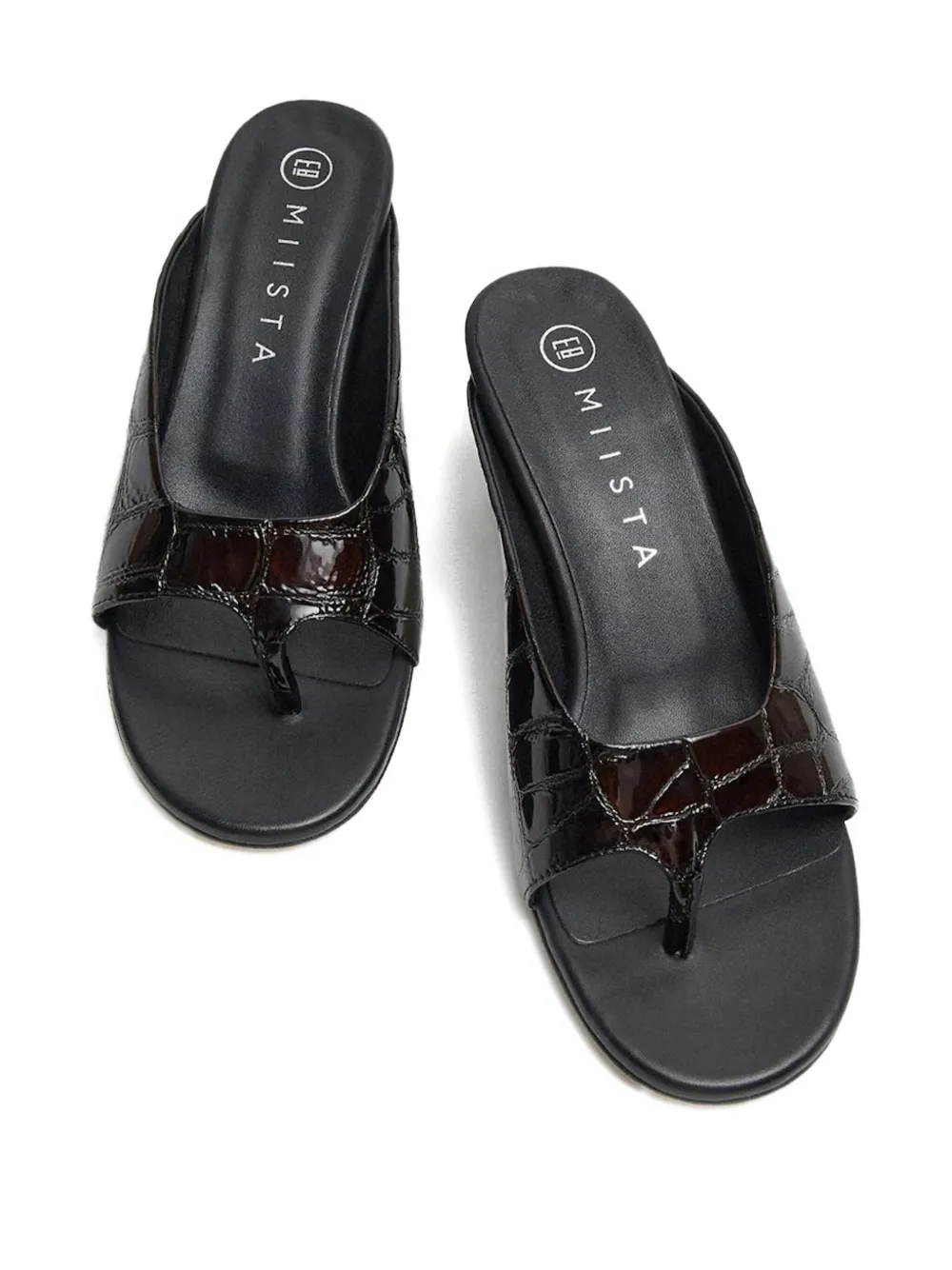 Miista Palmira croco-embossed slide sandals Brown