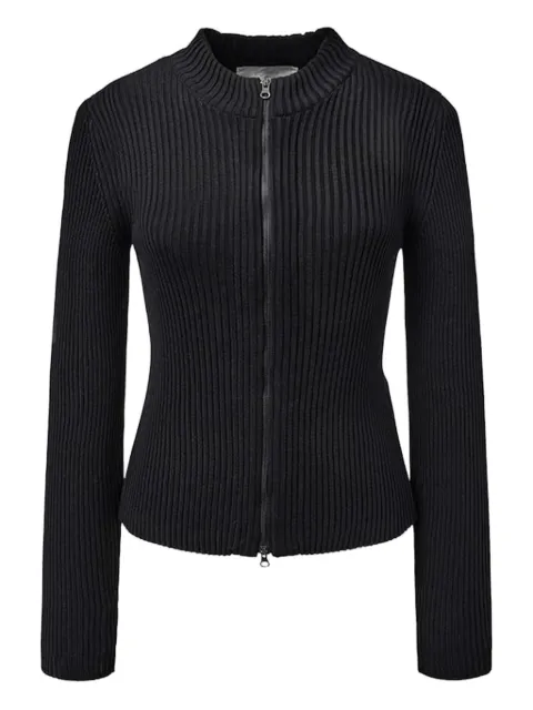 Amomento Cardigan canelado com gola alta
