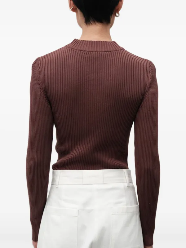 ＜AMOMENTO＞リブ　モックネックカーディガン RIBBED MOCK NECK CARDIGAN-リブモックネックカーディガン