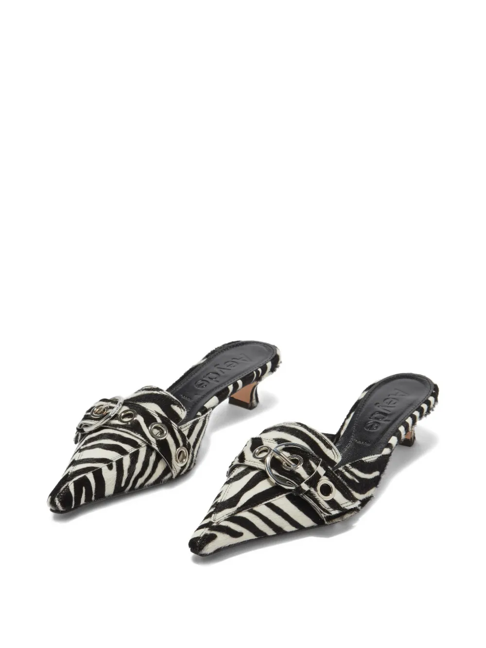 Aeyde 35mm Danielle zebra-print pointed mules Black