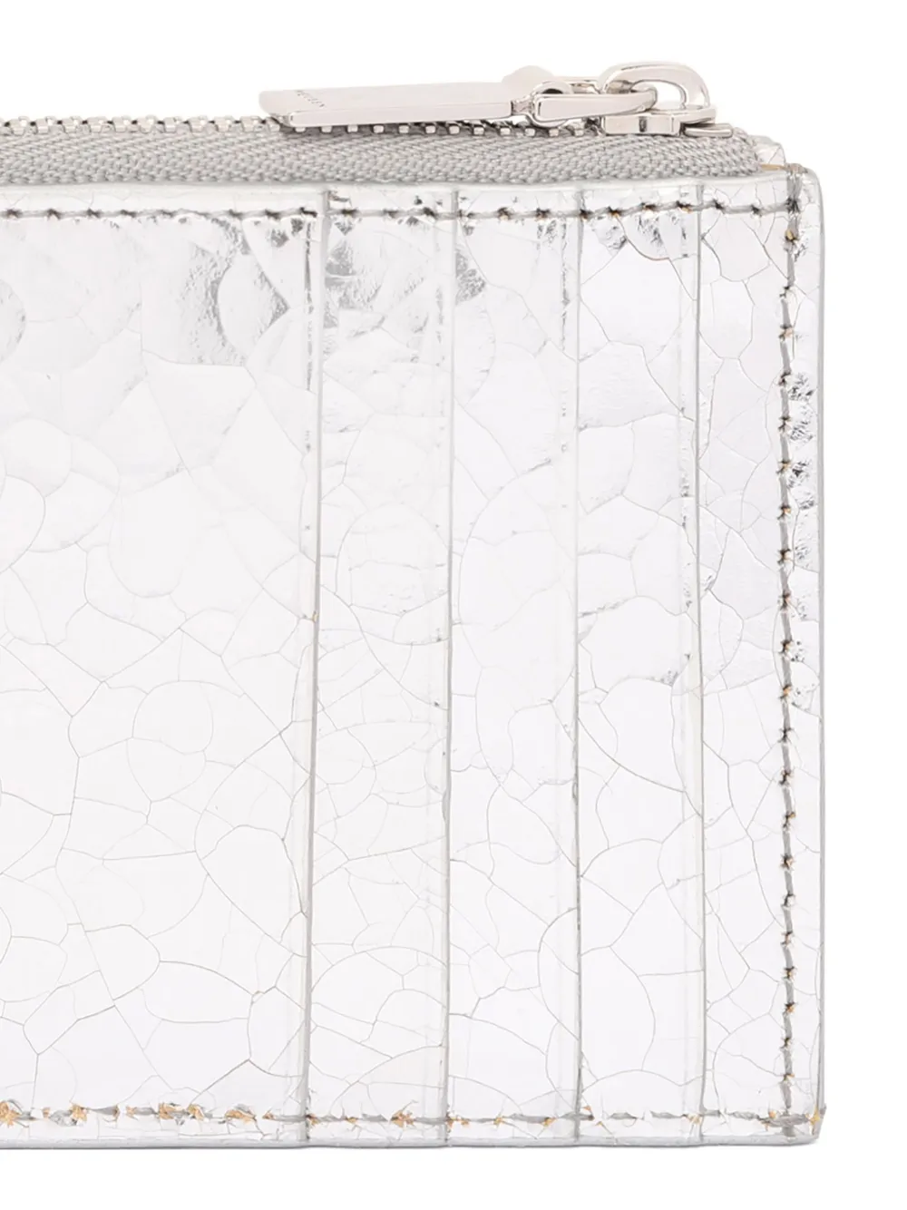 Alexander Mcqueen Leather Zip-up Sling Card Holder In Grey