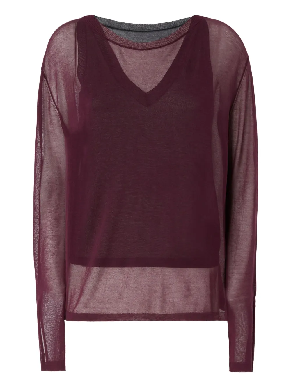 semi-sheer long-sleeve top