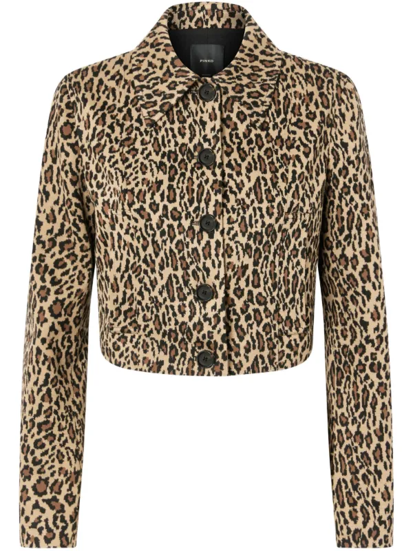 PINKO chamarra con estampado de leopardo