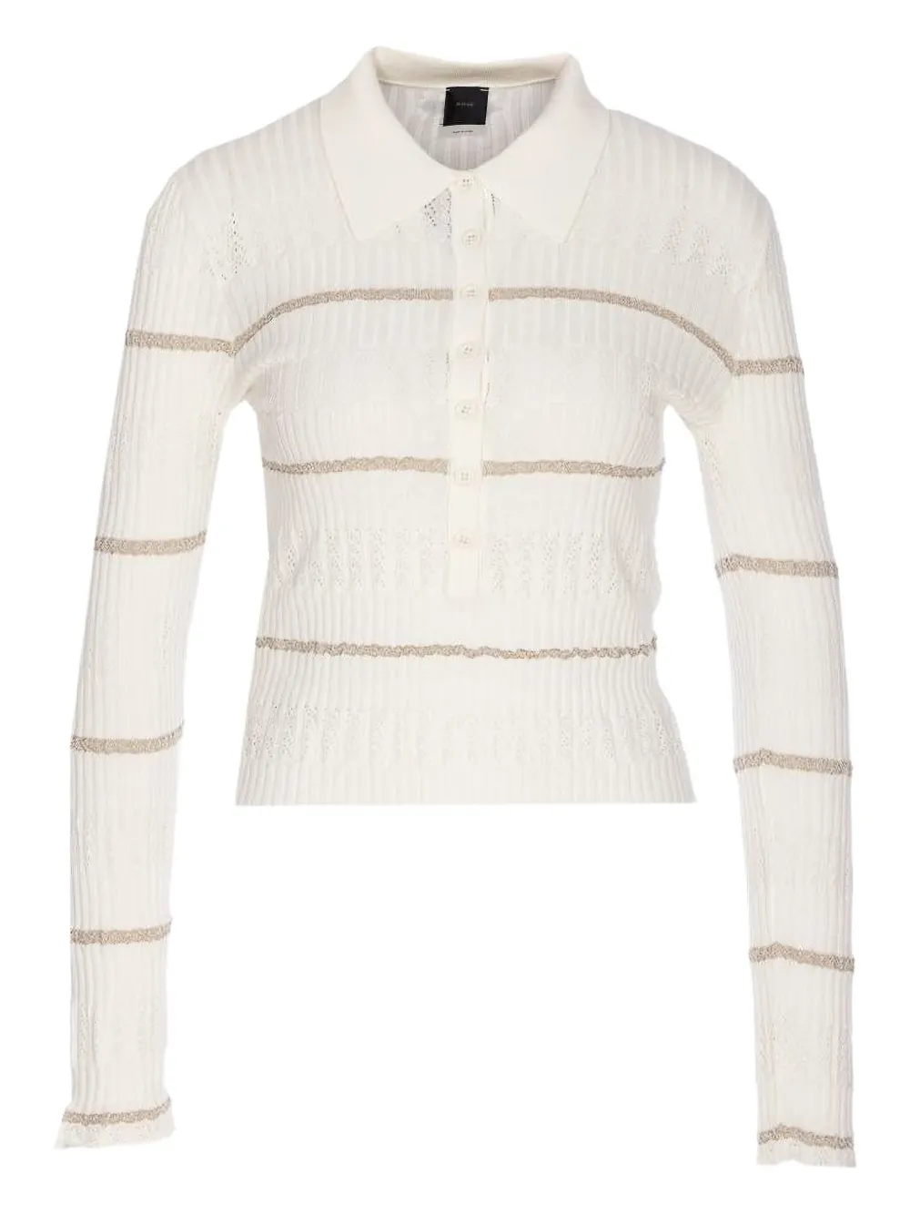 PINKO stripe-ribbed polo top | White | Image 1