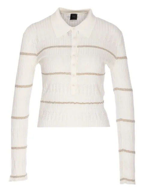 PINKO stripe-ribbed polo top