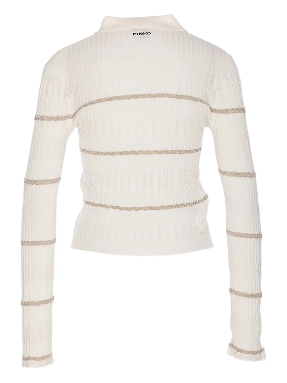 PINKO stripe-ribbed polo top - Wit