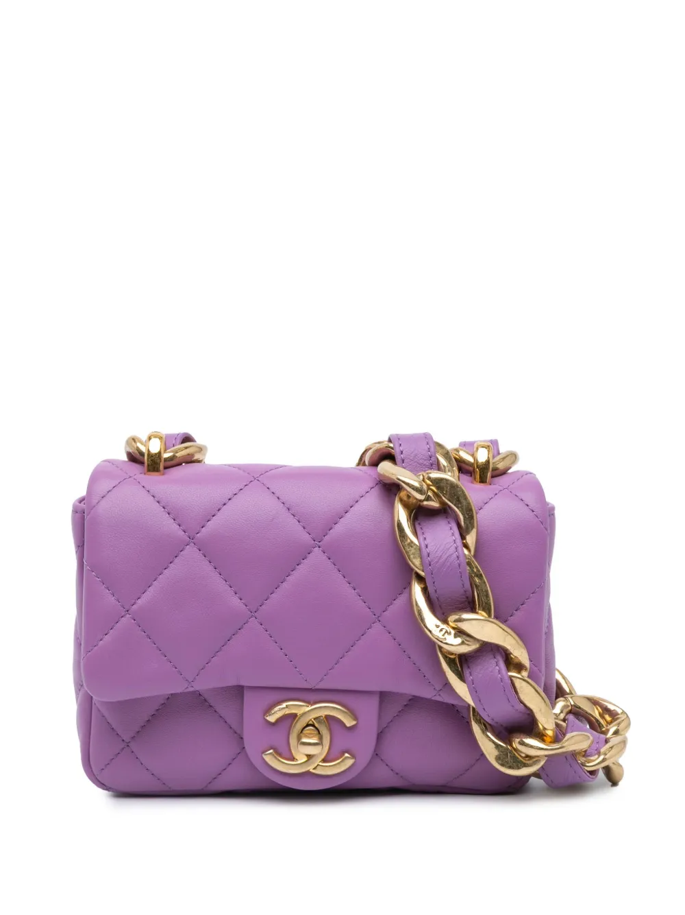 CHANEL Pre-Owned 2021-2024 Mini Quilted Lambskin Funky Town Flap shoulder bag | Purple | Image 1
