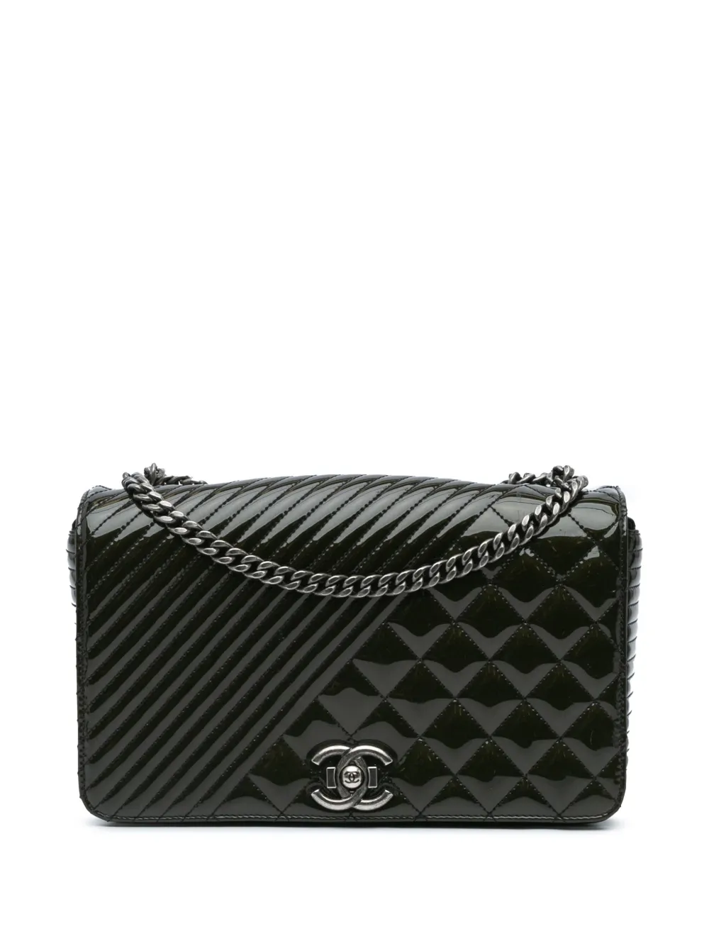 CHANEL Pre-Owned 2014-2015 ミディアム パテント ココ ボーイ フラップ ショルダーバッグ - ブラック CHANEL Pre-Owned 2014-2015 ミディアム パテント ココ ボーイ フラップ ショルダーバッグ - ブラック