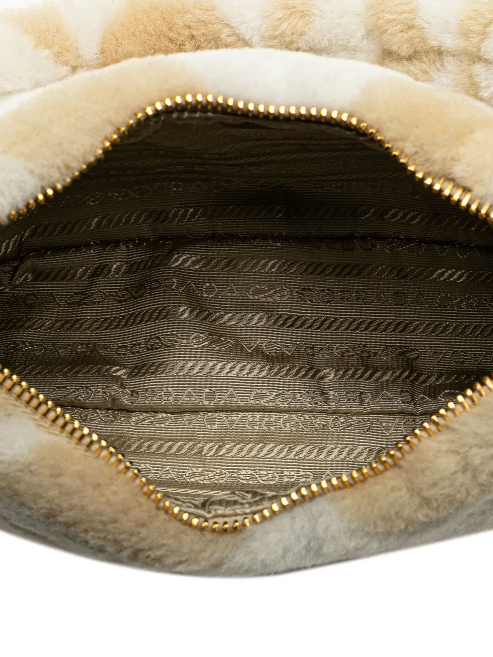 Pre-owned Prada 2013-2024 Mini Shearling Symbole Re-edition Satchel In Brown