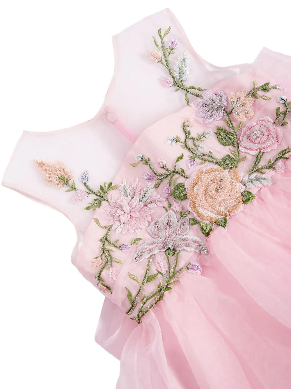 MAISON AVA Jurk met geborduurde bloemen Roze