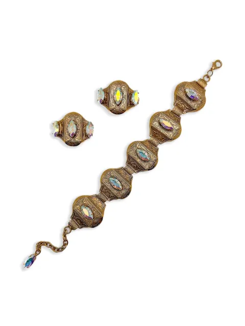 Jennifer Gibson Jewellery aretes y pulsera Aurora Borealis 1960