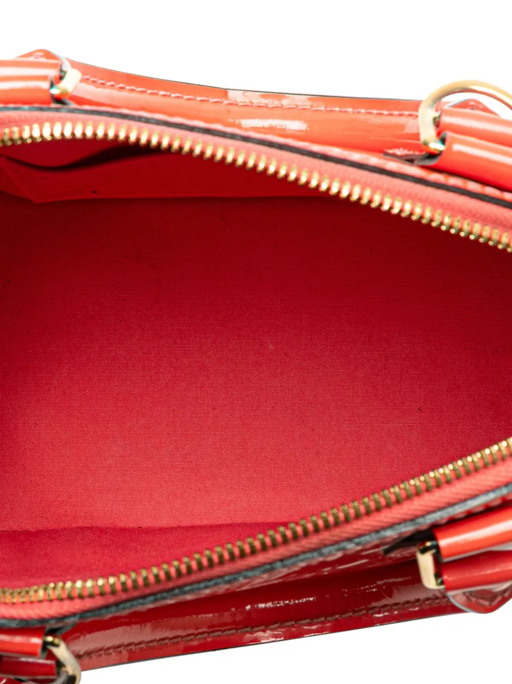 Pre-owned Louis Vuitton 2015 Monogram Vernis Alma Bb Satchel In 橘色