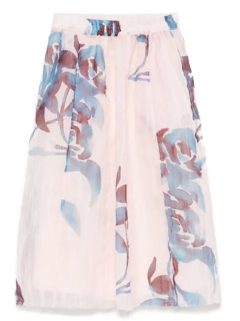 Odeeh falda midi con peonías estampadas