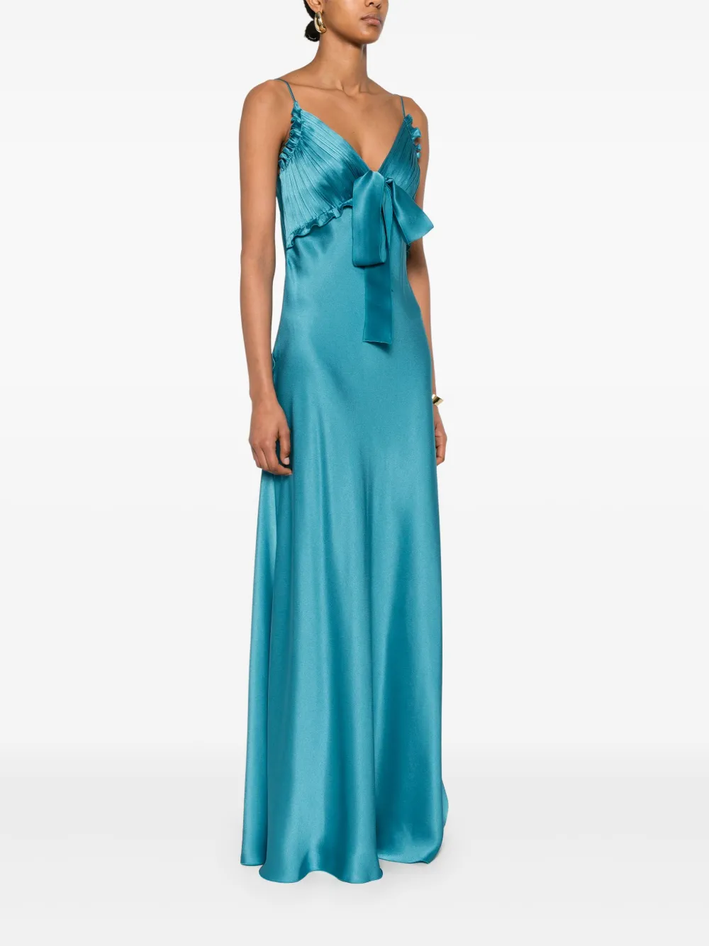 Alberta Ferretti Satijnen maxi-jurk Blauw