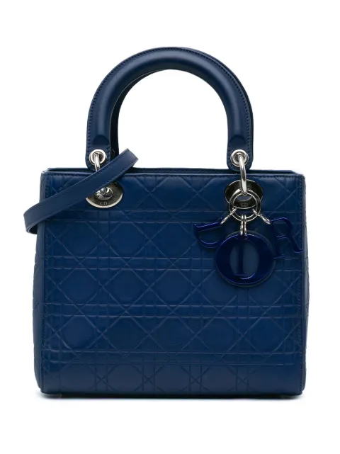 Christian Dior Pre-Owned bolsa satchel Medium Ultra Matte Calfskin Cannage Lady Dior 2013