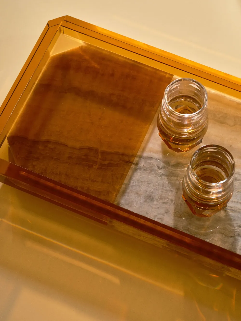 Reflections Copenhagen Shadow Crystal And Onyx Tray In Brown