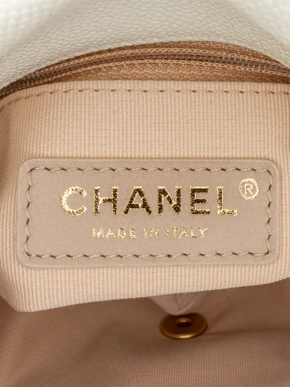 Pre-owned Chanel 2021-2024 Small Quilted Caviar Chain Melody Flap Crossbody Bag In White