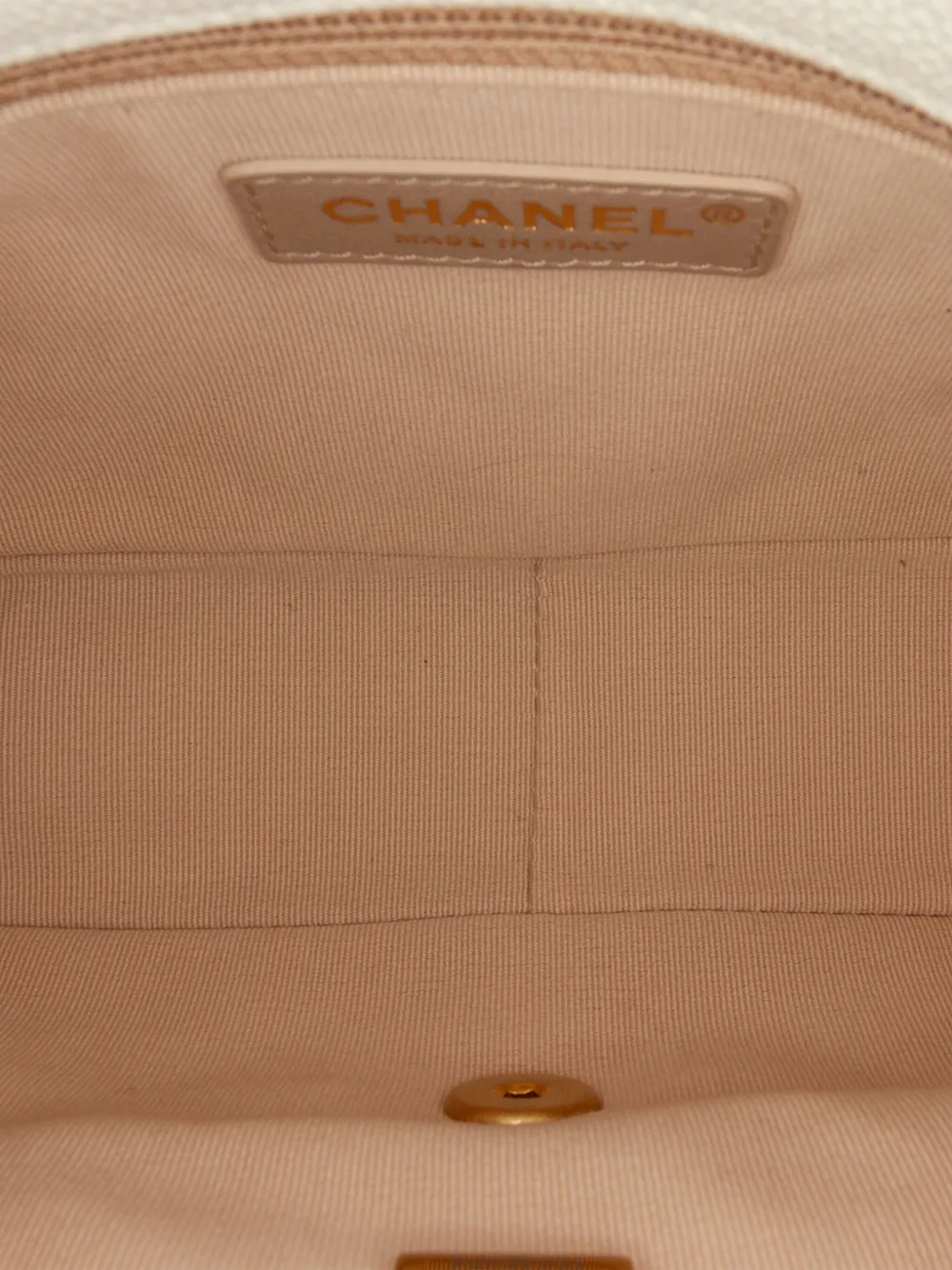 Pre-owned Chanel 2021-2024 Small Quilted Caviar Chain Melody Flap Crossbody Bag In White