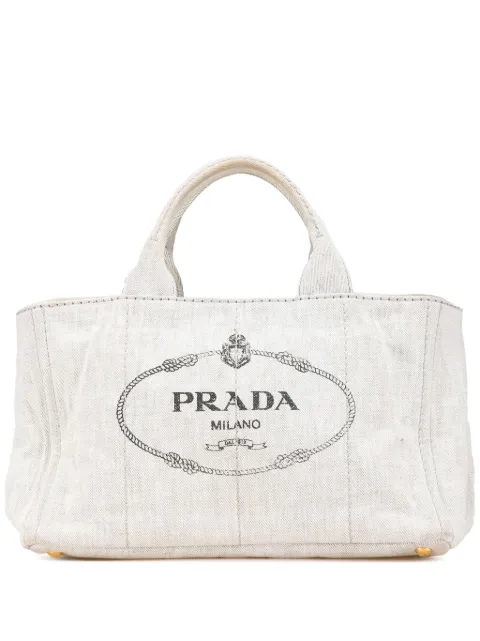 Prada Pre-Owned bolsa satchel Denim Canapa Logo 2013-2024