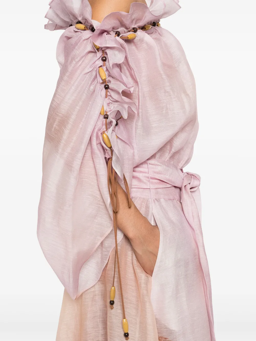 ZIMMERMANN Dawning maxi-jurk met ruches Roze