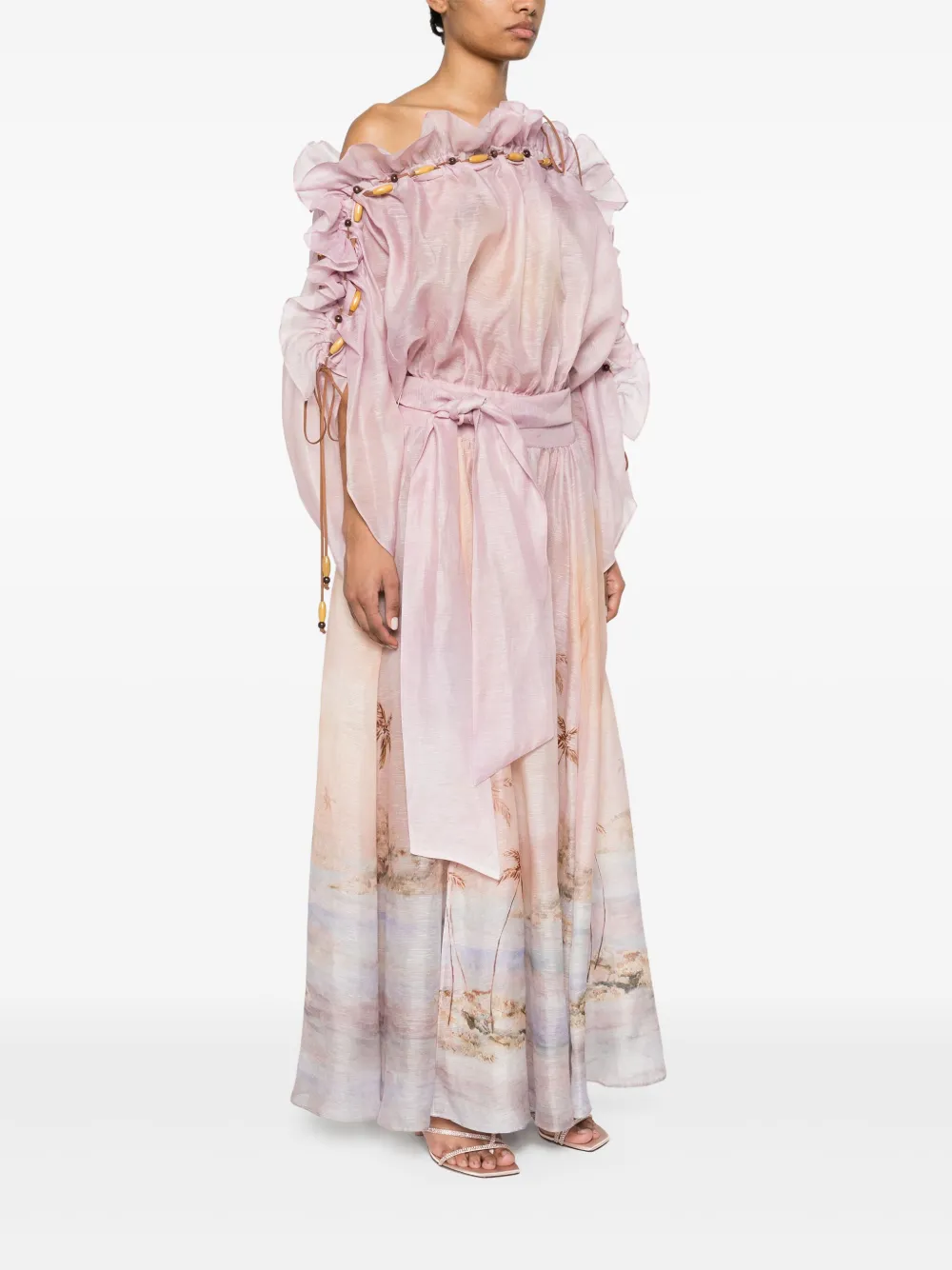 ZIMMERMANN Dawning maxi-jurk met ruches Roze