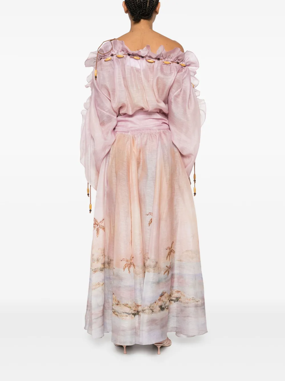 ZIMMERMANN Dawning maxi-jurk met ruches Roze