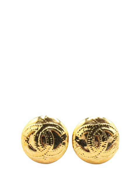CHANEL Pre-Owned 1994 Gold Plated CC Clip on Earrings costume earrings