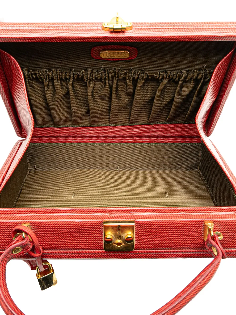 Pre-owned Fendi 20th Century Mini Leather Trunk Attache Case Satchel In 红色