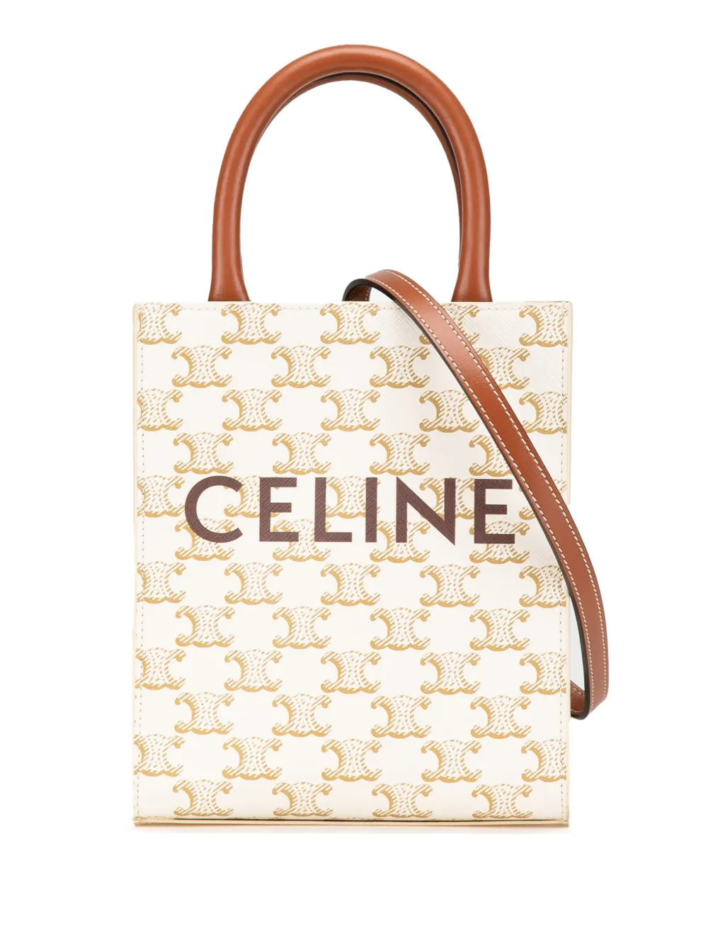 Céline Pre-Owned bolsa satchel Mini Triomphe Coated Canvas Vertical Cabas 2000-2024 | blanco | Image 1