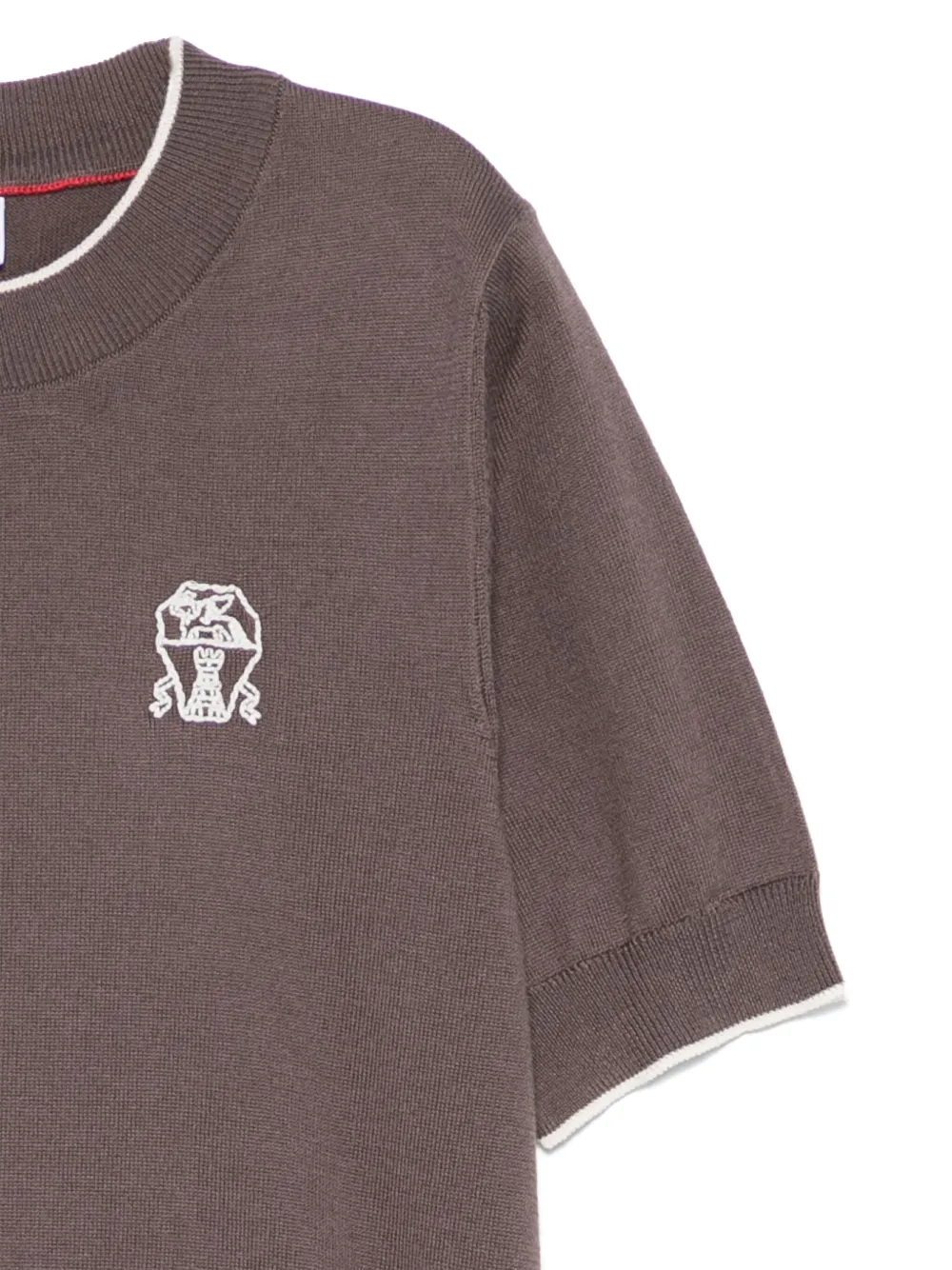 Brunello Cucinelli Kids T-shirt met geborduurd logo Bruin