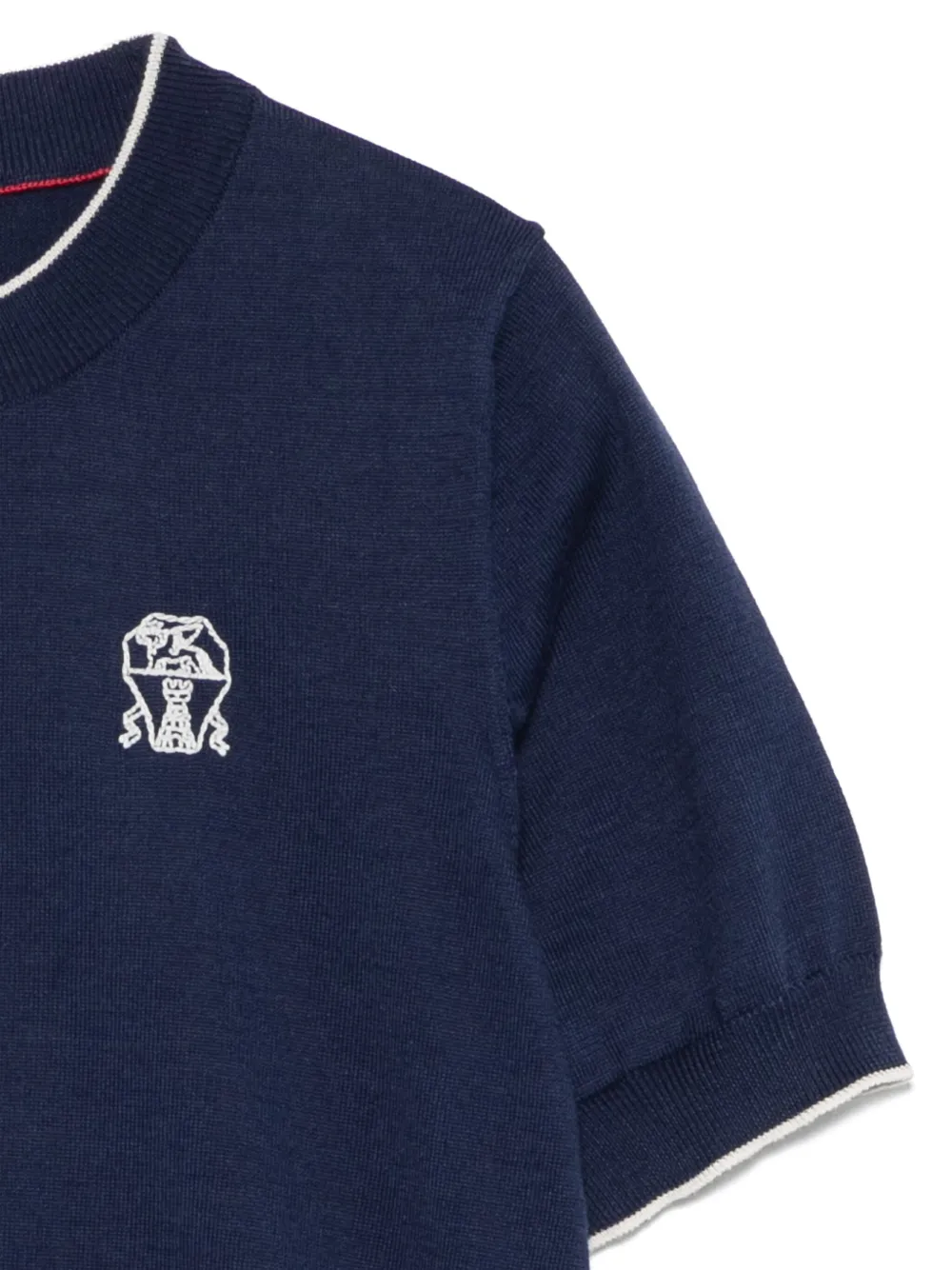 Brunello Cucinelli Logo-embroidered T-shirt In Blue