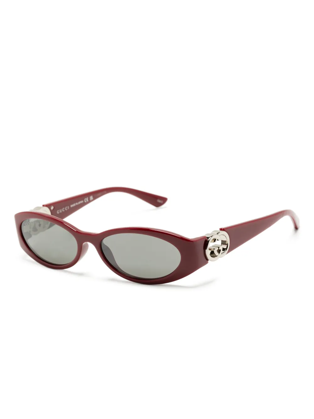 Gucci Zonnebril met ovaal montuur en logo Rood