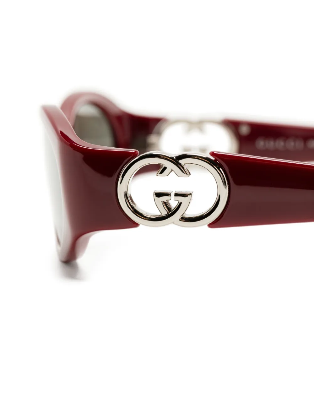 Gucci Zonnebril met ovaal montuur en logo Rood