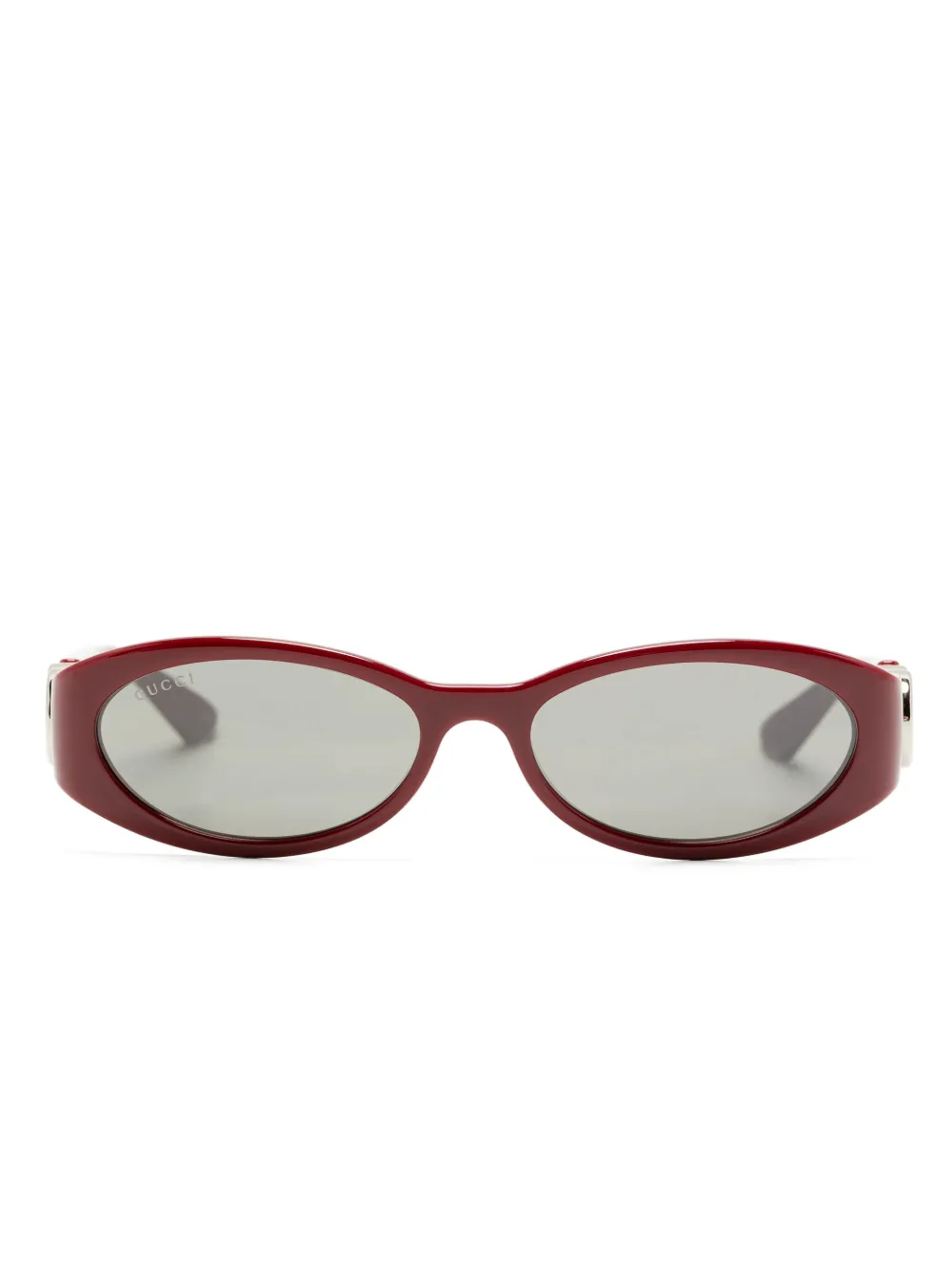 Gucci Zonnebril met ovaal montuur en logo Rood