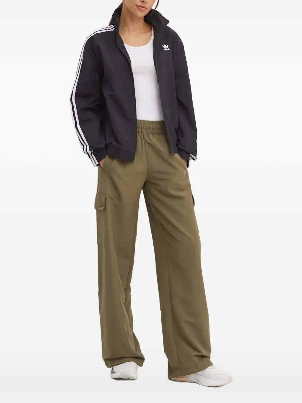 adidas three-stripe zip-up jacket | Black | Image 1