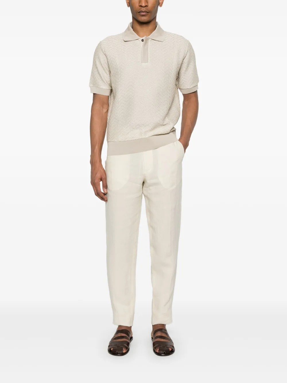 emporioarmani Emporio Armani Gebreid poloshirt - Beige