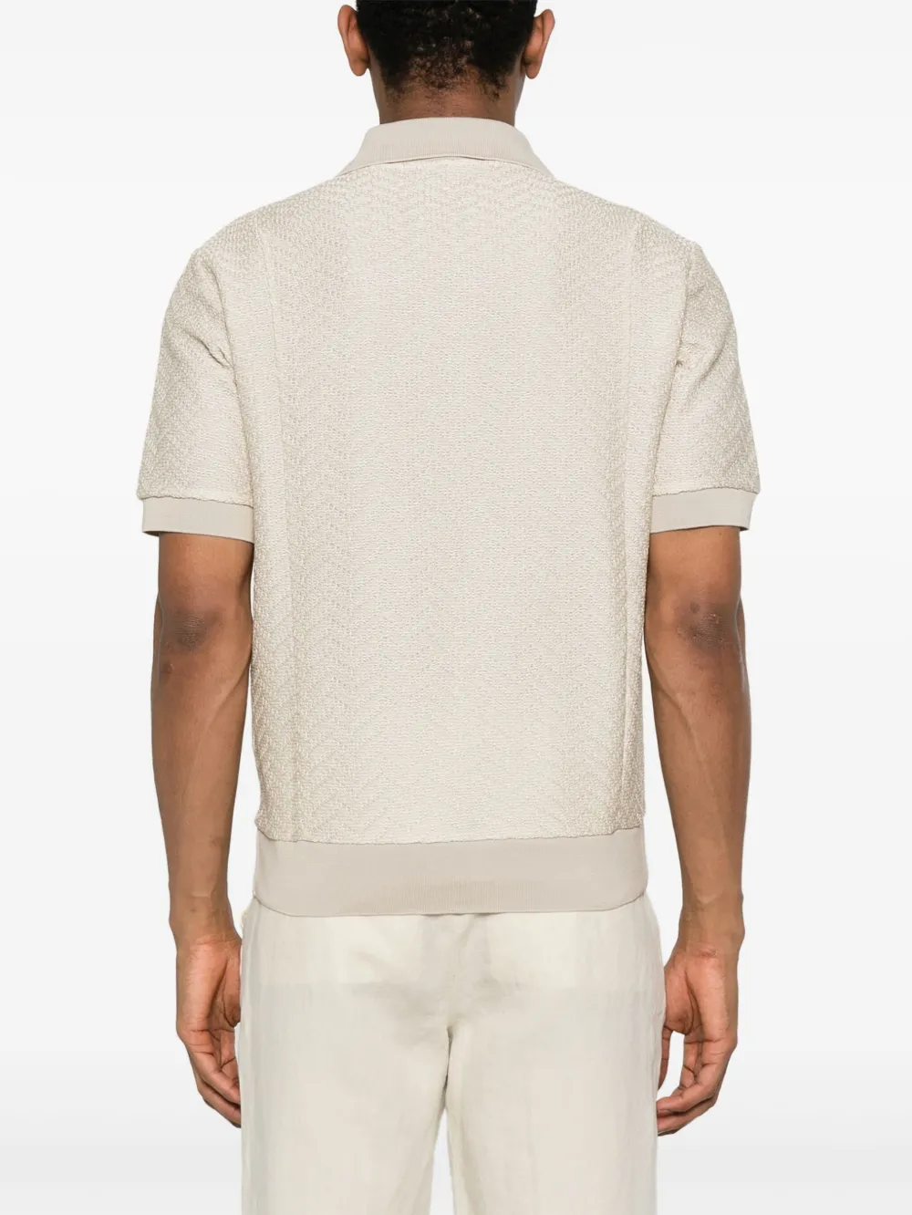 Emporio Armani Gebreid poloshirt Beige