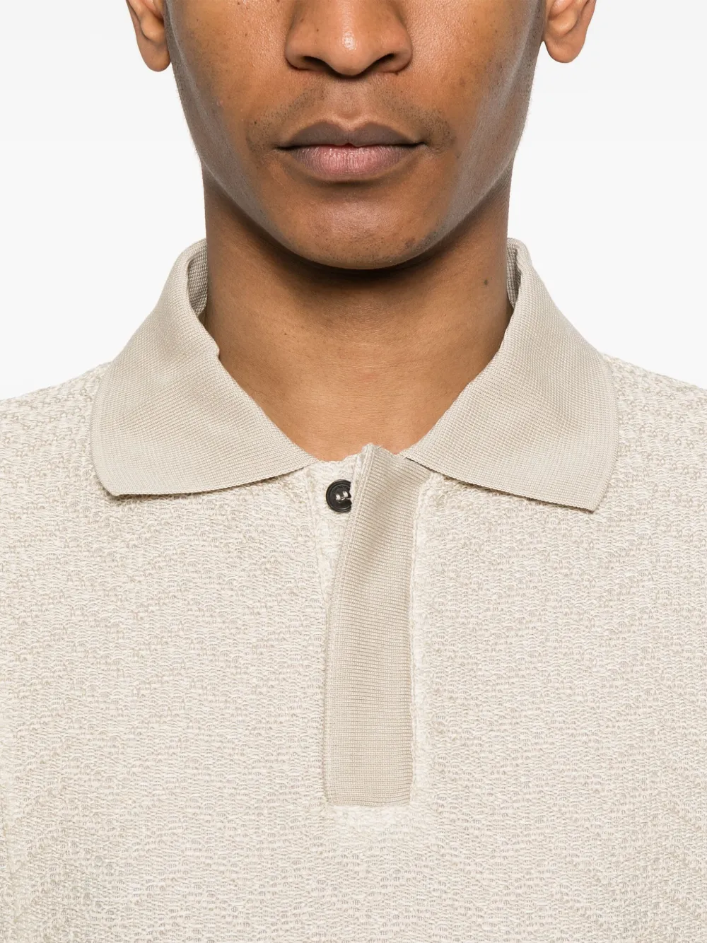 Emporio Armani Gebreid poloshirt Beige