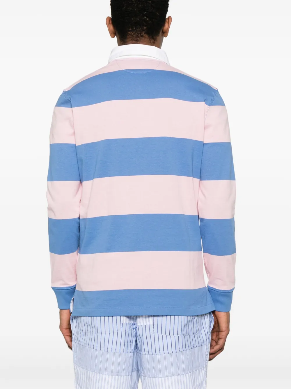 Polo Ralph Lauren Mens Rugby Striped Cotton-jersey Polo Shirt Pink Xxl In Rosa