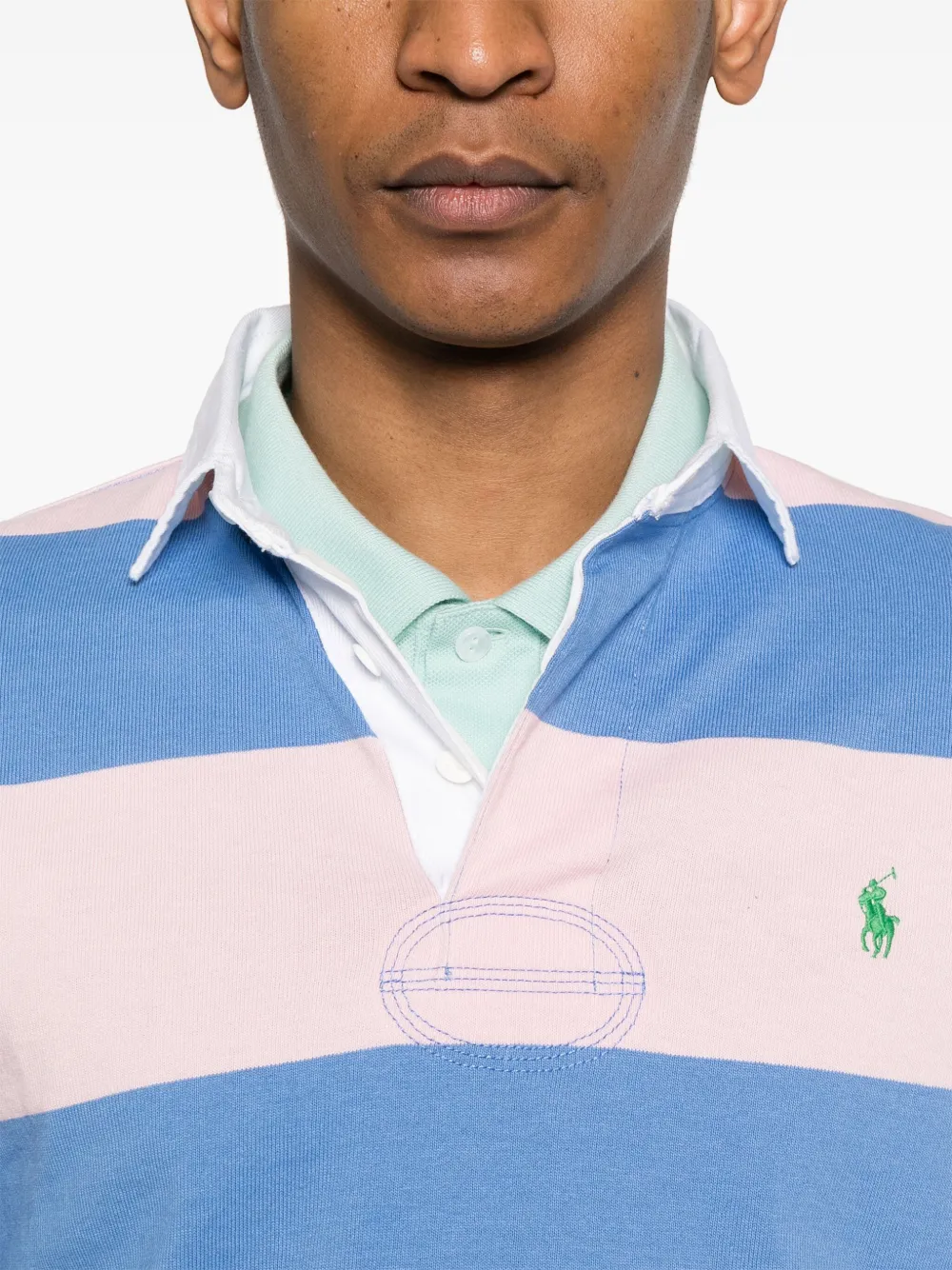 Polo Ralph Lauren Mens Rugby Striped Cotton-jersey Polo Shirt Pink Xxl In Rosa