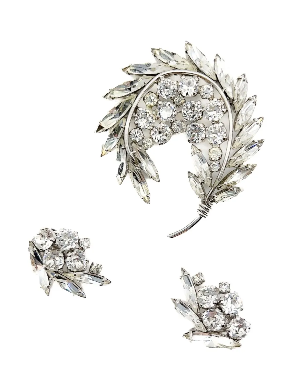 1950s Sherman Floral Navette brooch and earrings