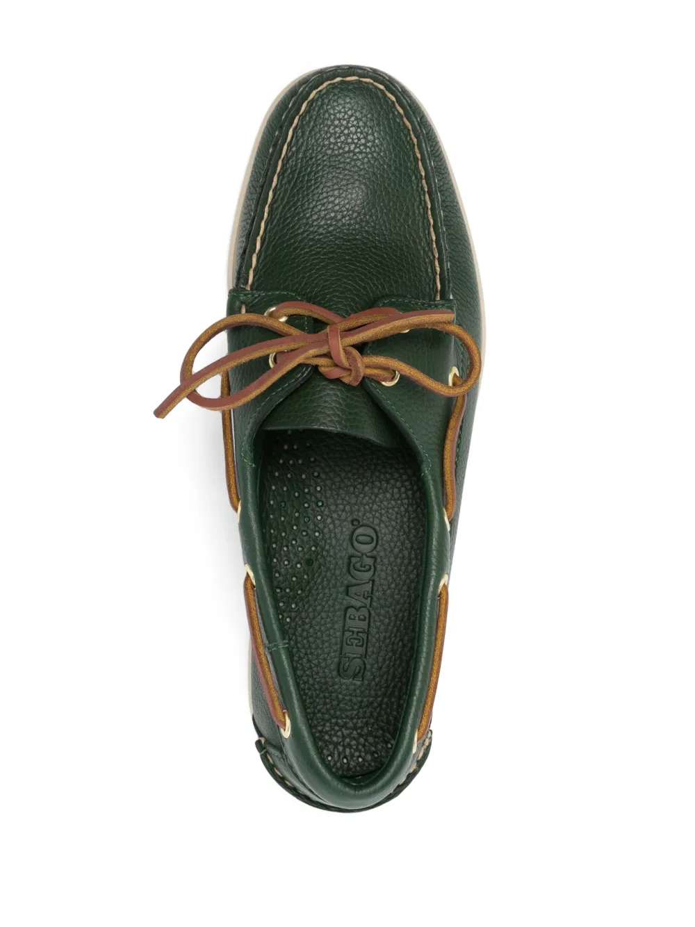 Sebago Portland - Moccasin With Grained Leather In Green