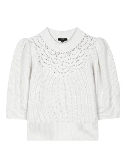 Rails Steph puff-sleeve crochet-detail sweater