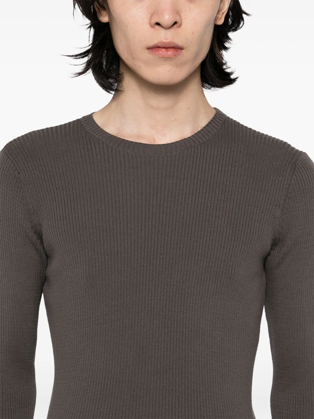 OUR LEGACY Compact T-shirt met ronde hals Bruin