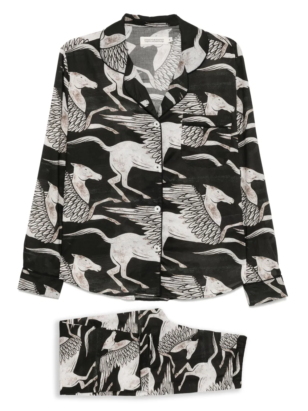 Desmond & Dempsey Pegasus pyjama set | Black | Image 1