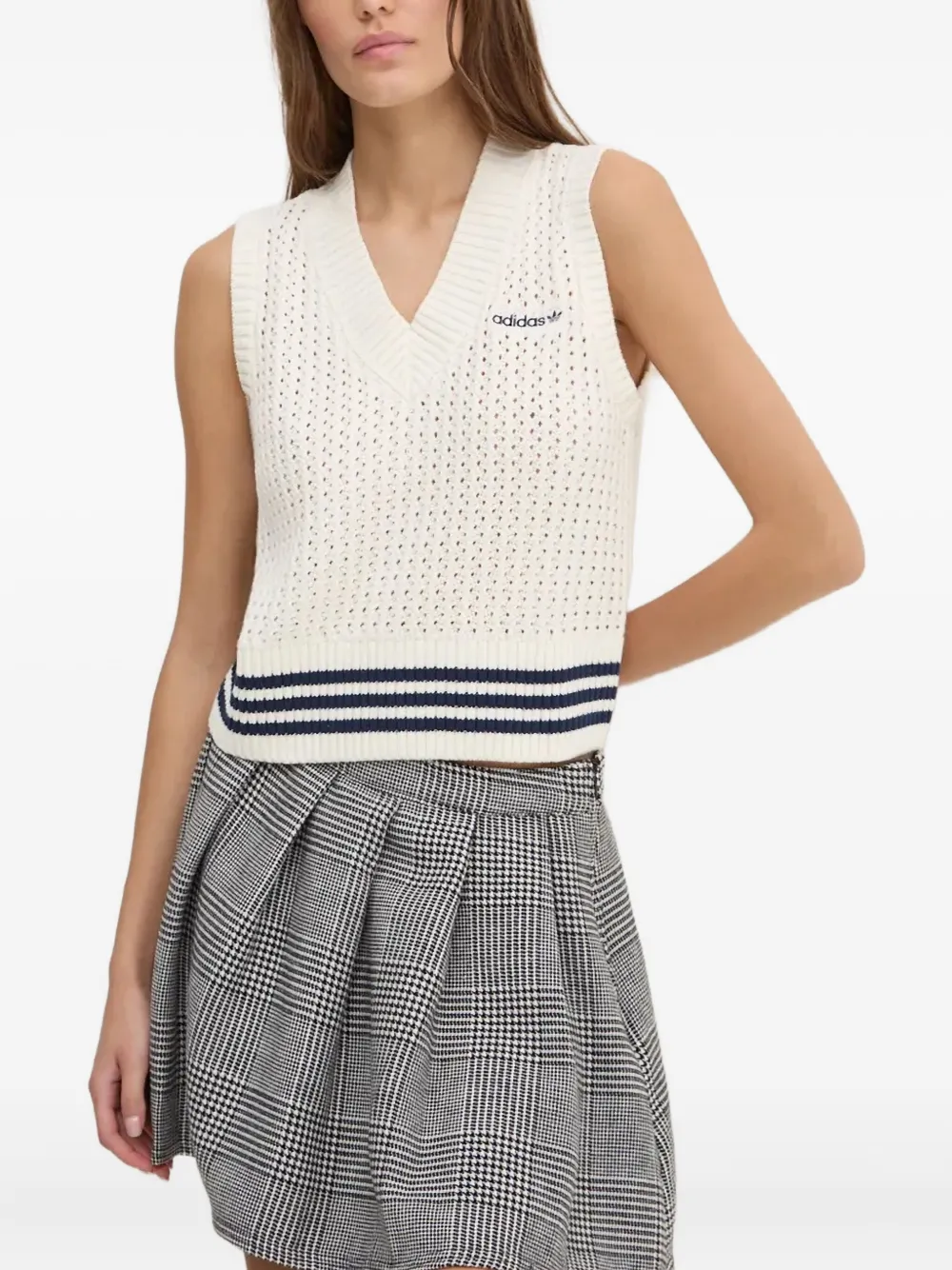 adidas knitted V-neck sleeveless top | Knitted Tops | Image 2